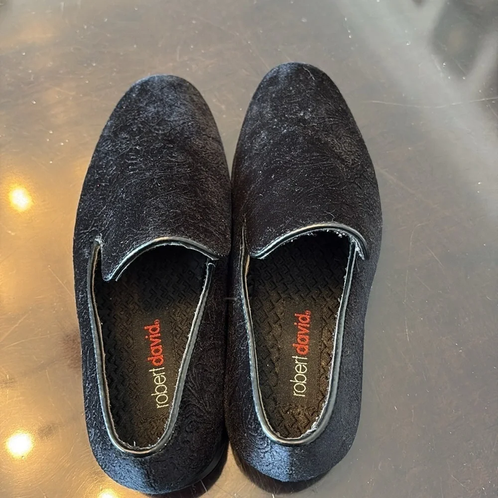 🪺Robert David, black embossed fabric slip on loafer style boys dress shoes